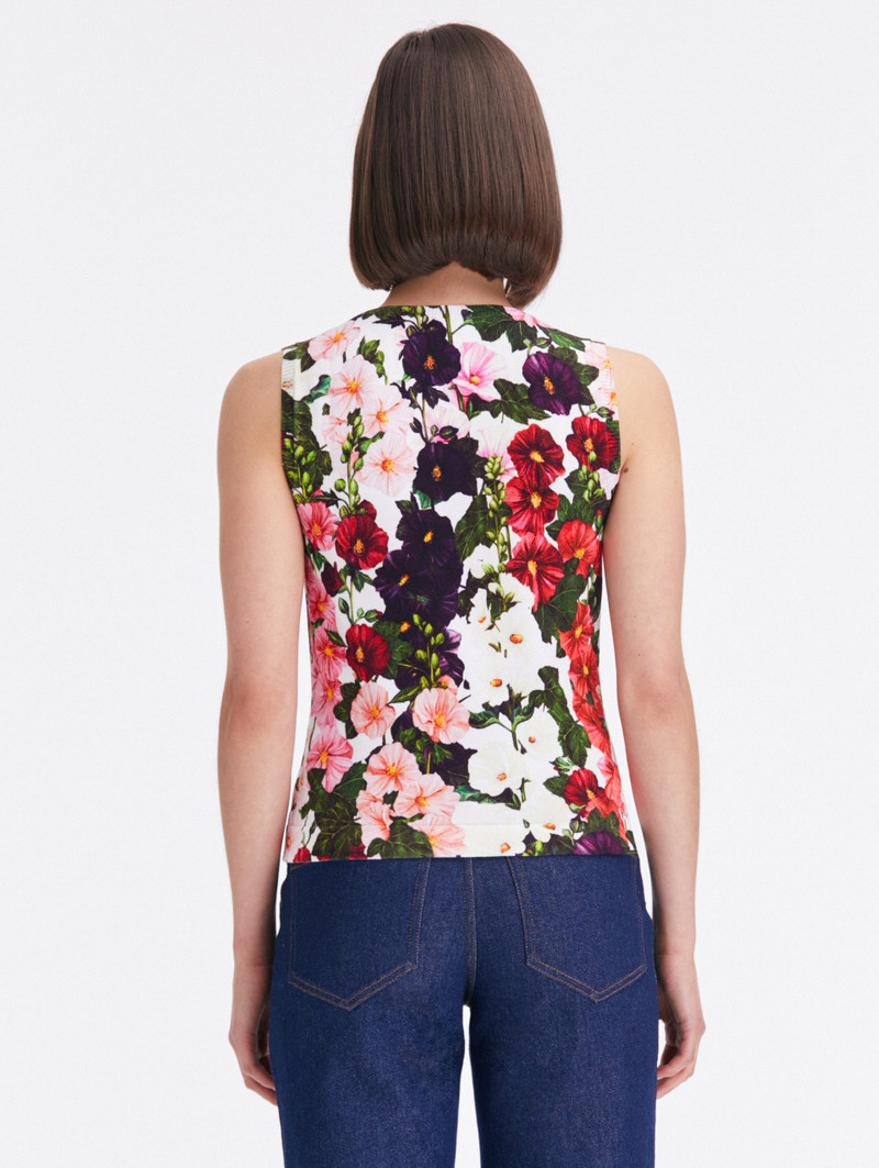 HOLLYHOCKS PRINTED TANK 3