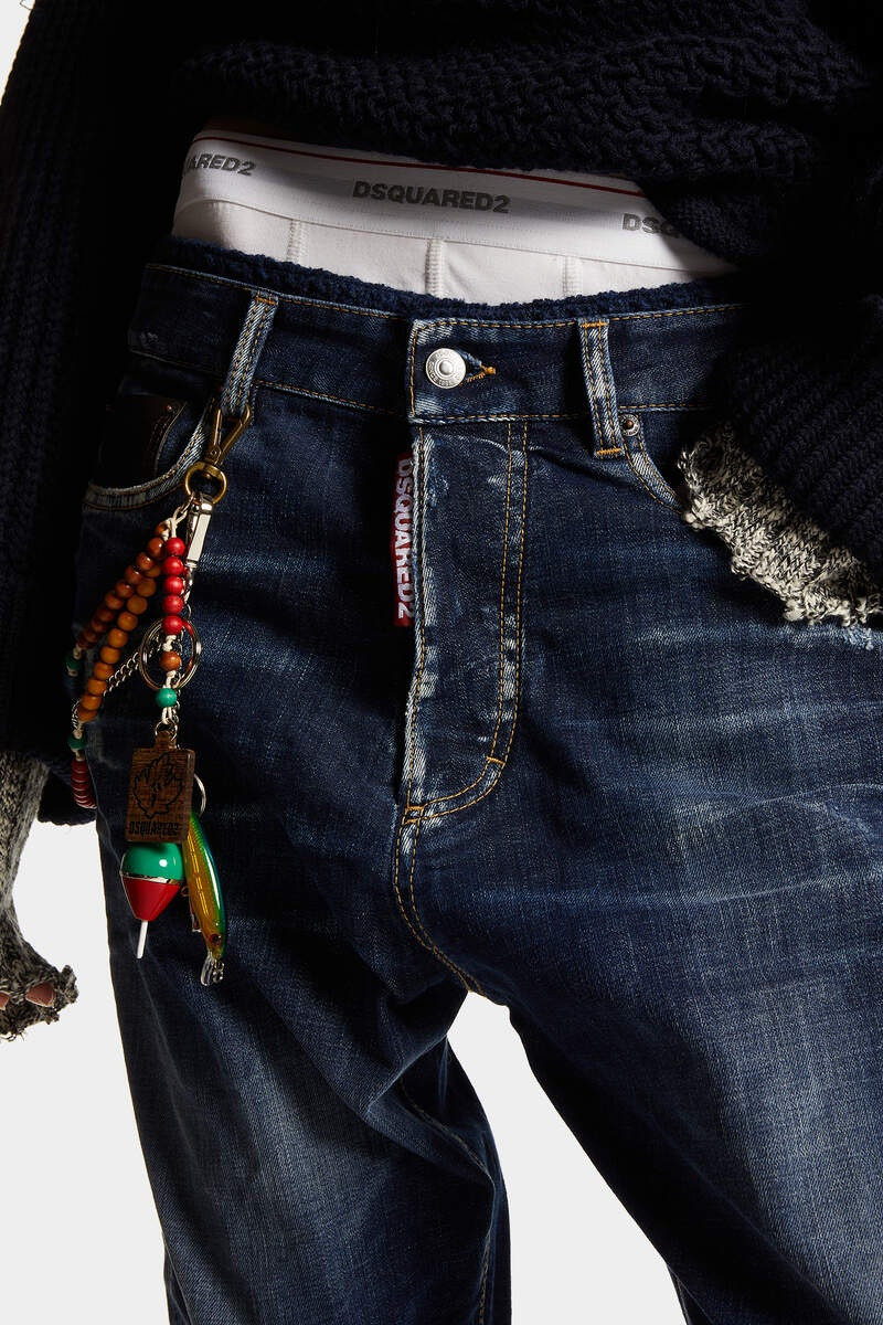 DARK EASY RIPPED WASH FISHERMAN BOTTOM CUFFS JEANS 5