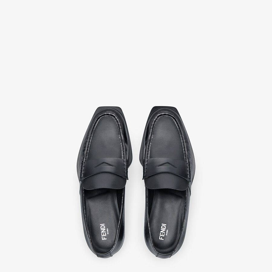 Black leather loafers - 4