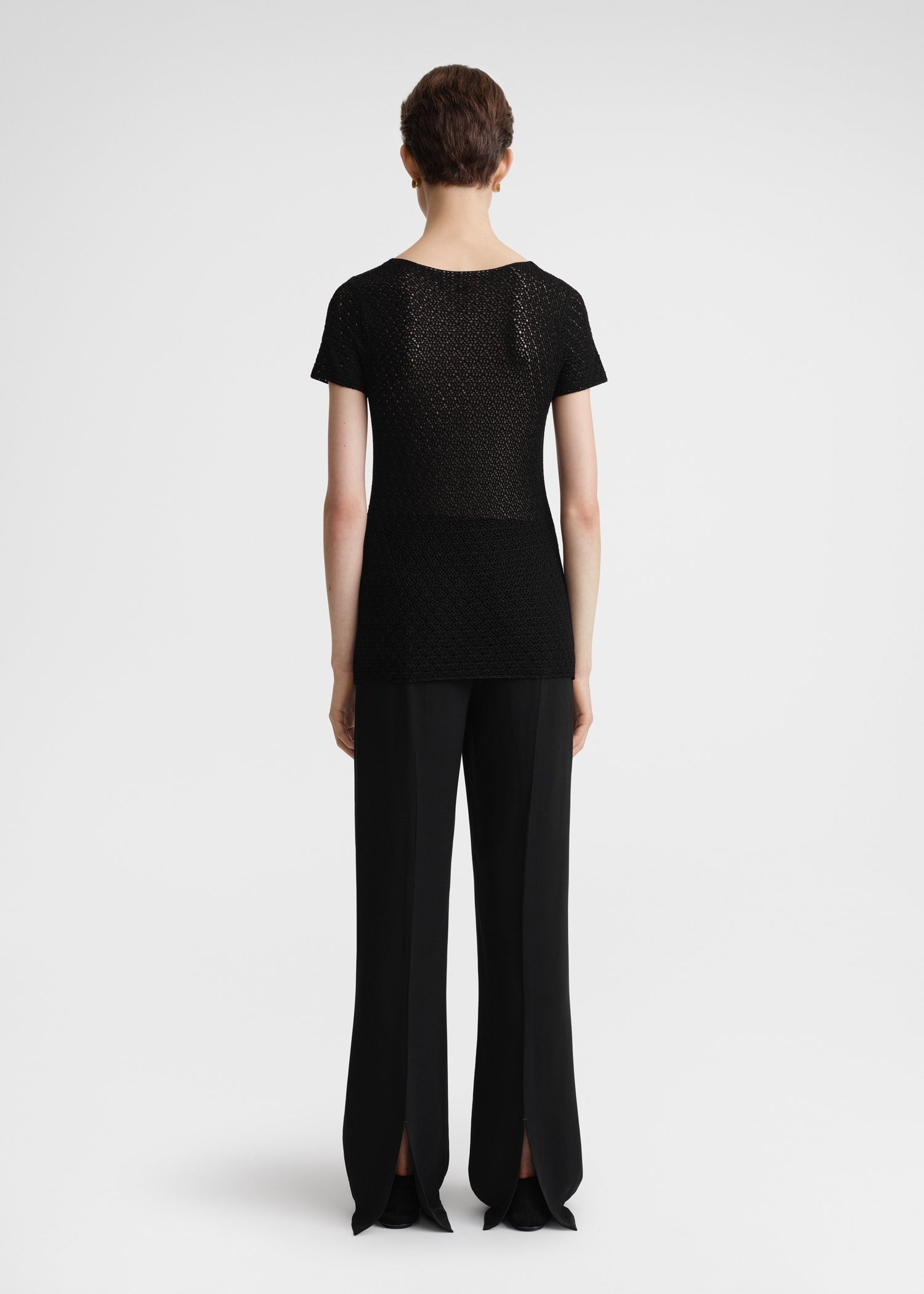 Short-sleeve crochet top black - 4