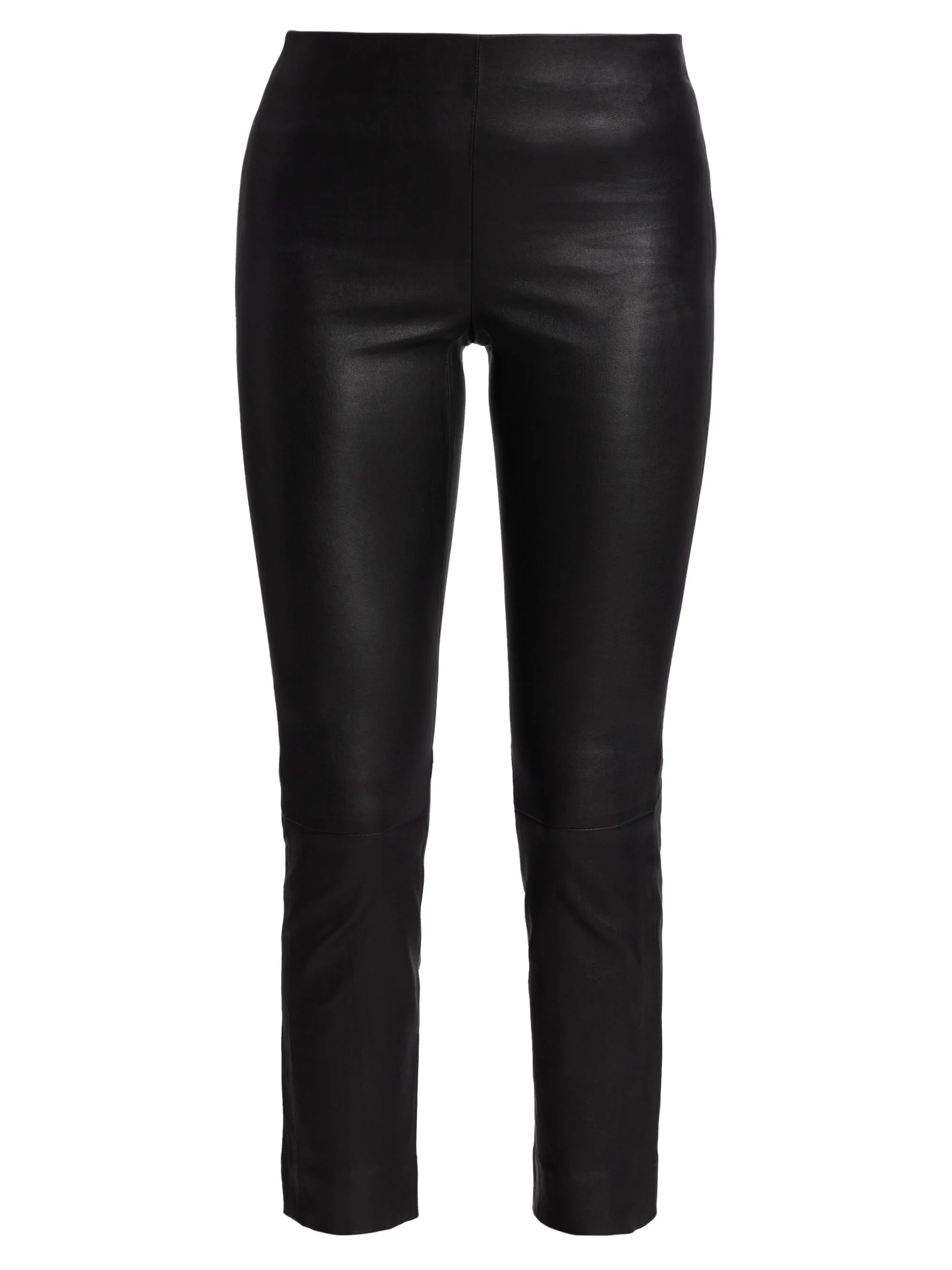 Women's Leather Slim-Fit Ankle Pants - Black - 1