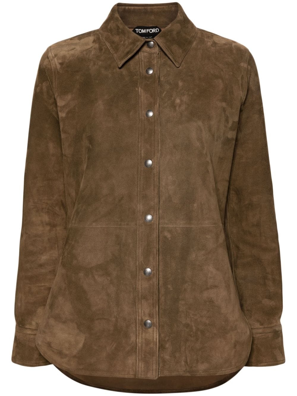 suede long-sleeve shirt - 1