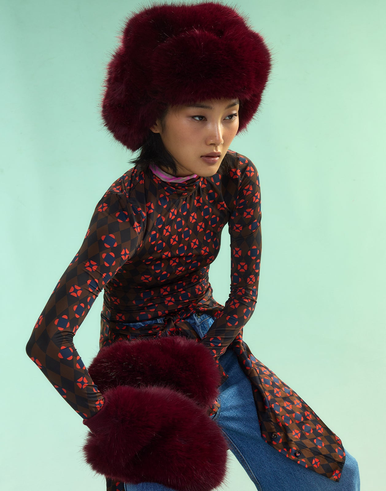 Faux Fur Oversized Mittens - 4