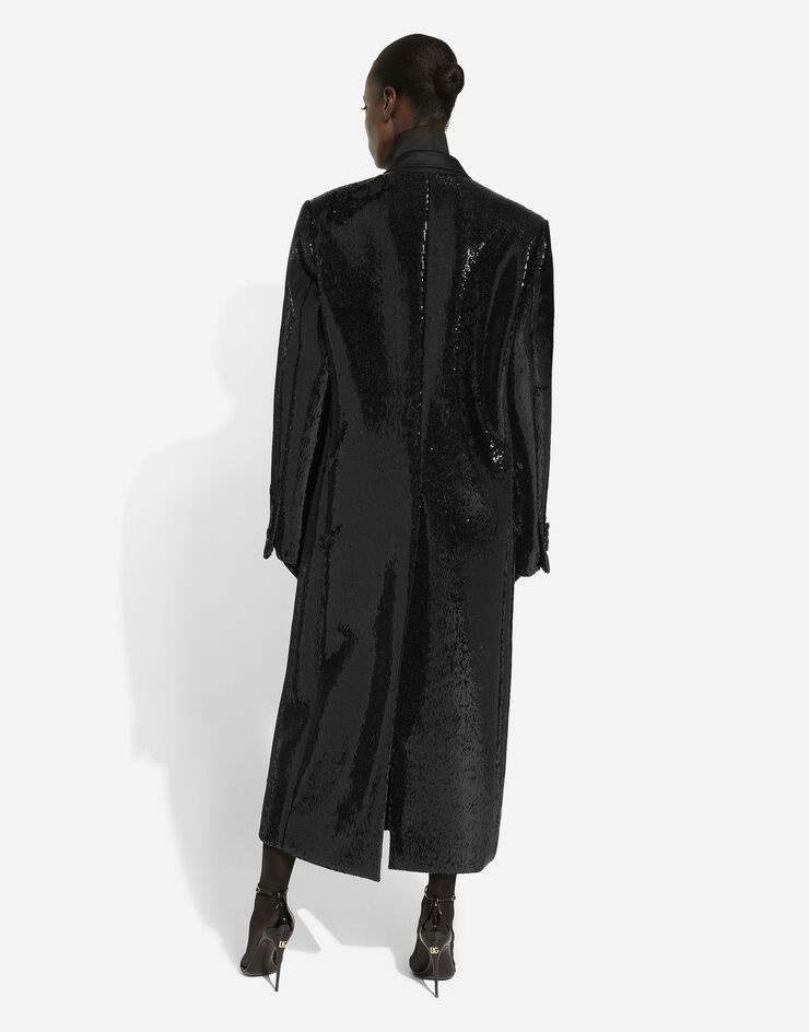Micro-sequined double-breasted coat - 4