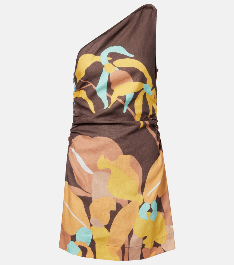 Marga floral one-shoulder linen minidress 1
