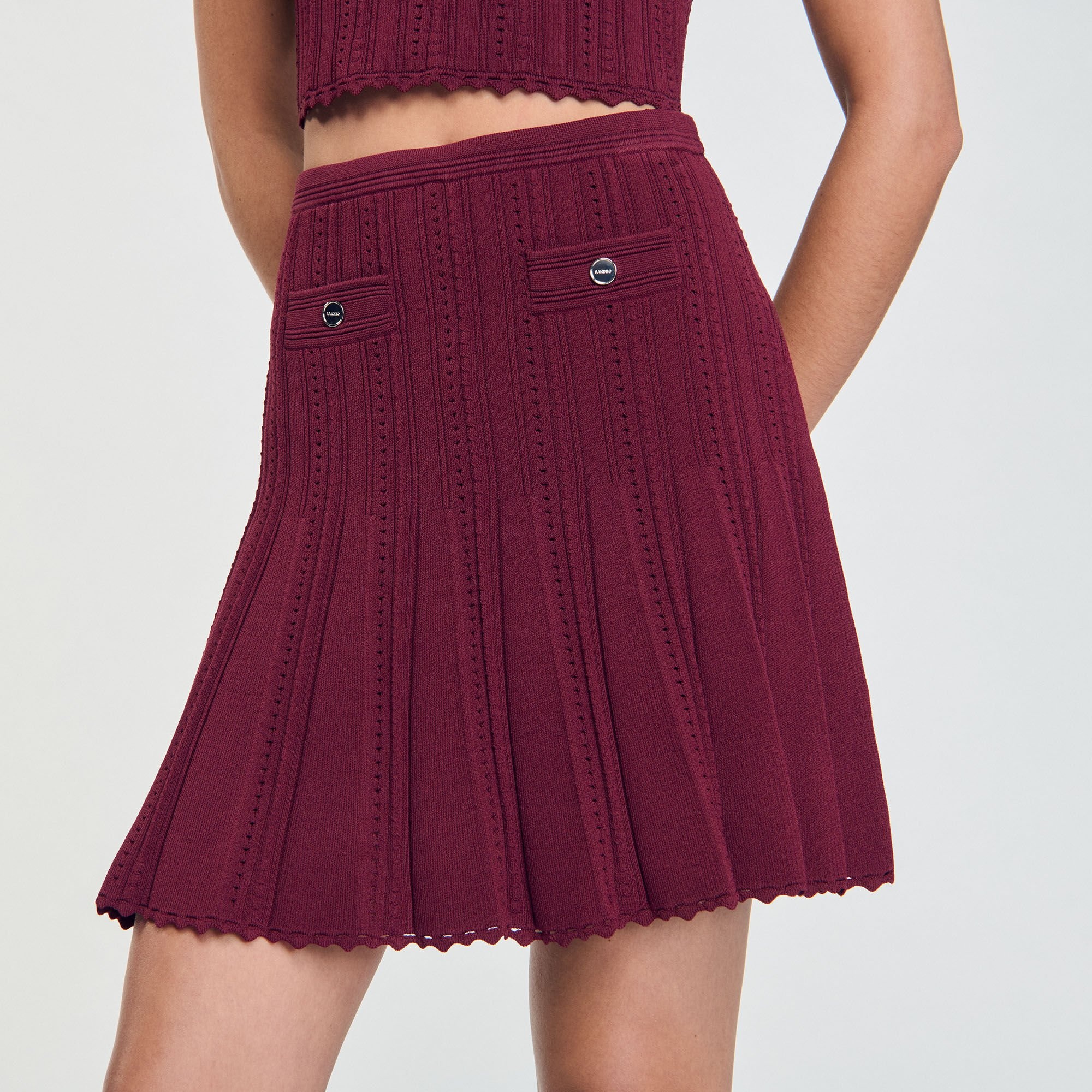 SHORT PLEATED KNIT SKIRT - 3