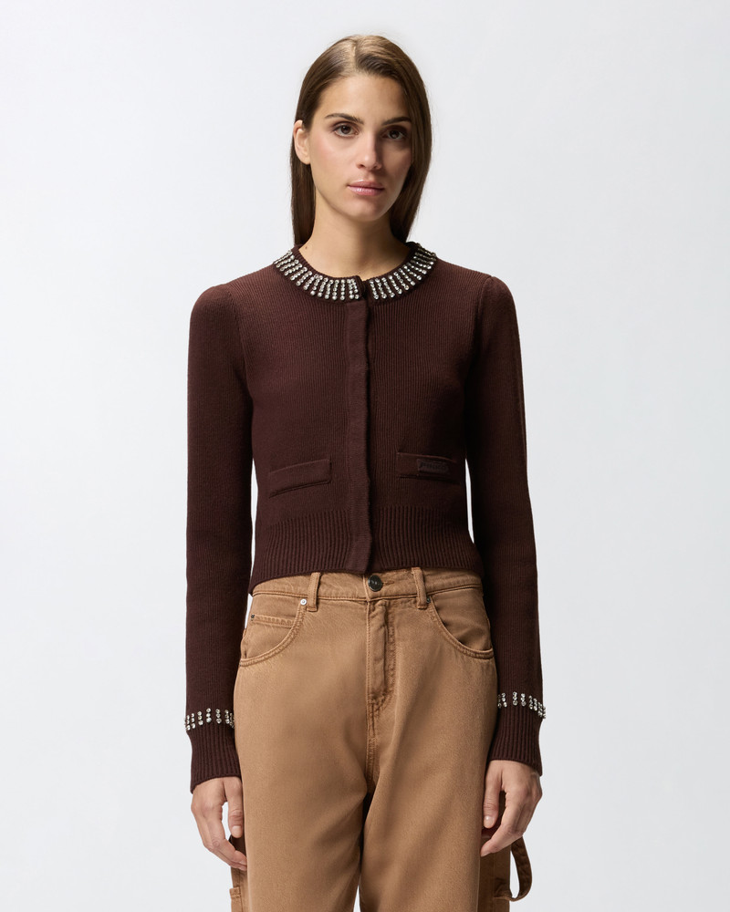 PINKO ROUND-NECK CARDIGAN WITH RHINESTONES outlook