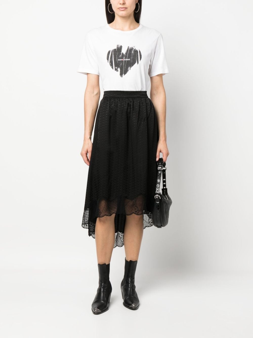 sheer-panelling slip-on asymmetric skirt - 2