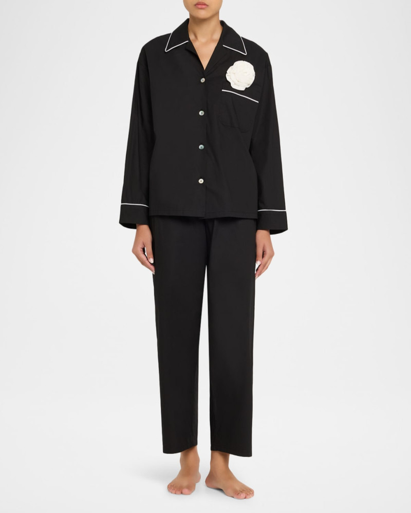 SLEEPER Floral Applique Cotton Poplin Pajama Set outlook