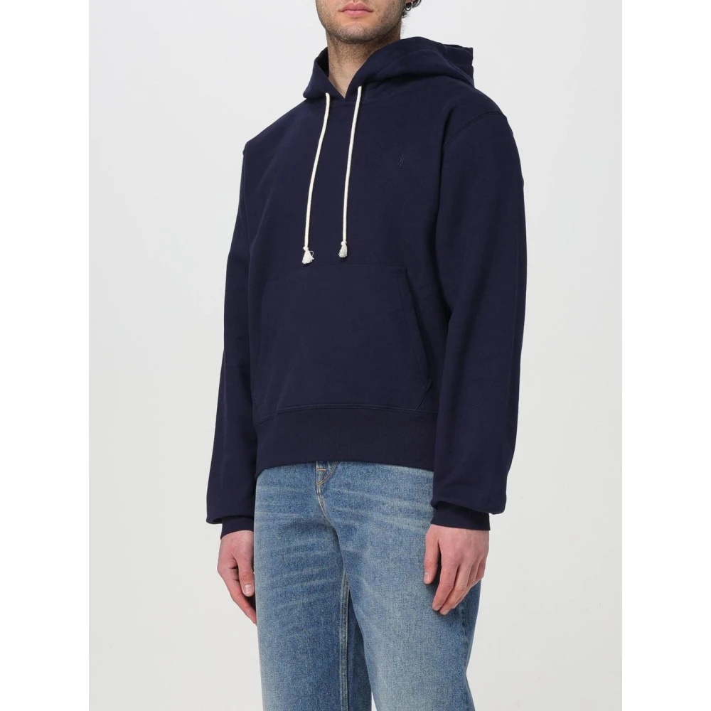 BLUE COTTON SWEATSHIRT WITH ICONIC LOGO - 4