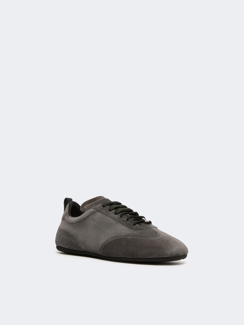 Max Mara STECCA Flat split-leather trainers - MEDIUM GREY outlook