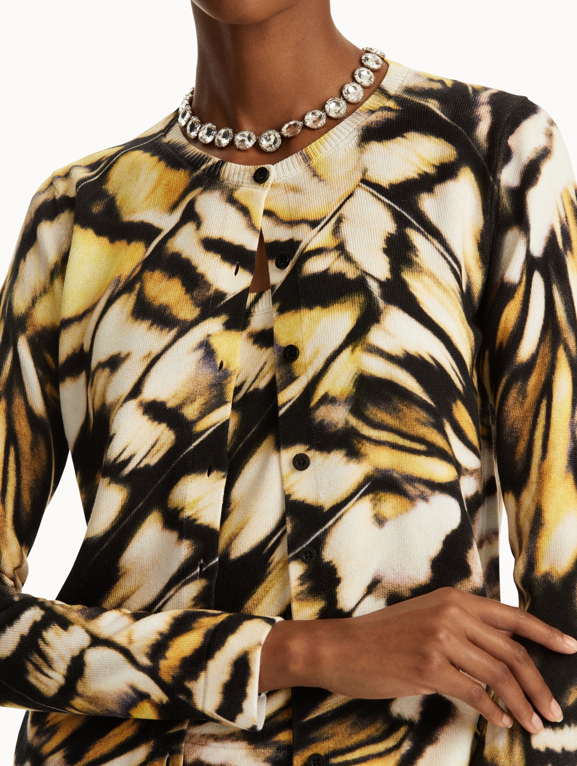 ABSTRACT BUTTERFLY PRINTED CARDIGAN - 6