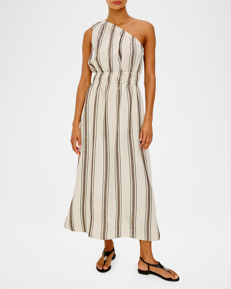 Rails Selani Stripe One-Shoulder Linen Midi Dress outlook