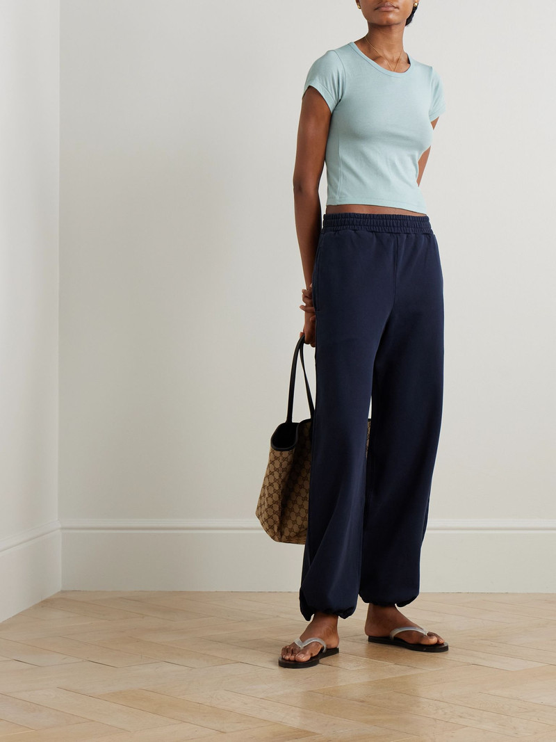 ÉTERNE Baby Tee cropped cotton and modal-blend jersey T-shirt Blue outlook