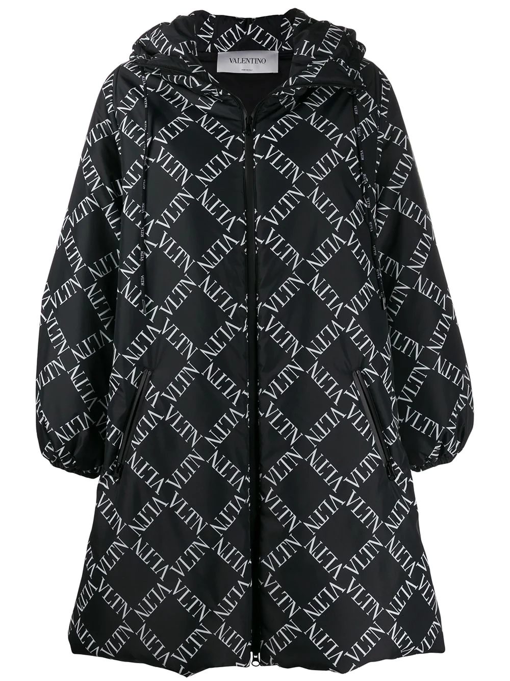 logo print padded coat - 1