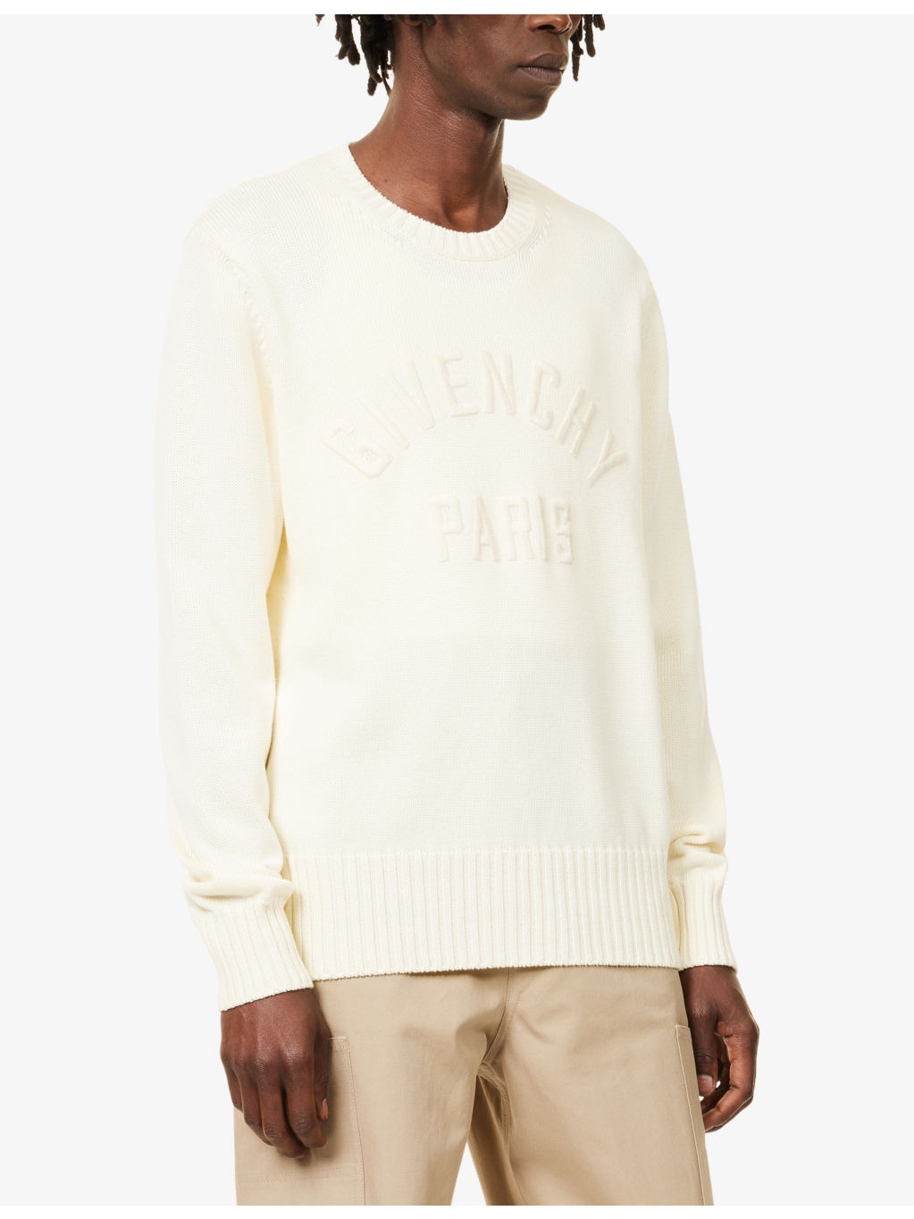 Brand-Embroidery Crewneck Cotton Jumper - 3