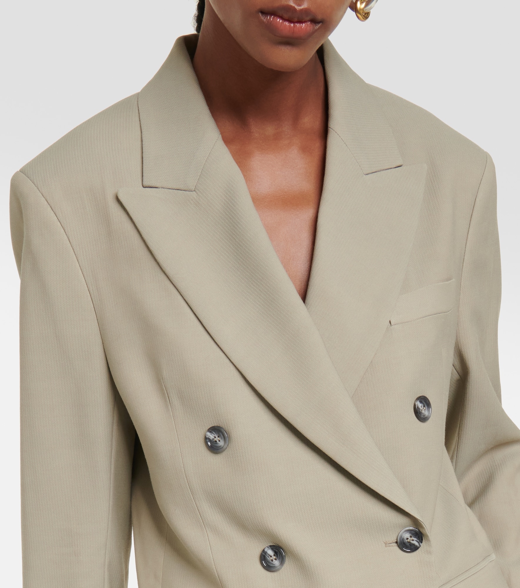 Double-breasted herringbone blazer - 4