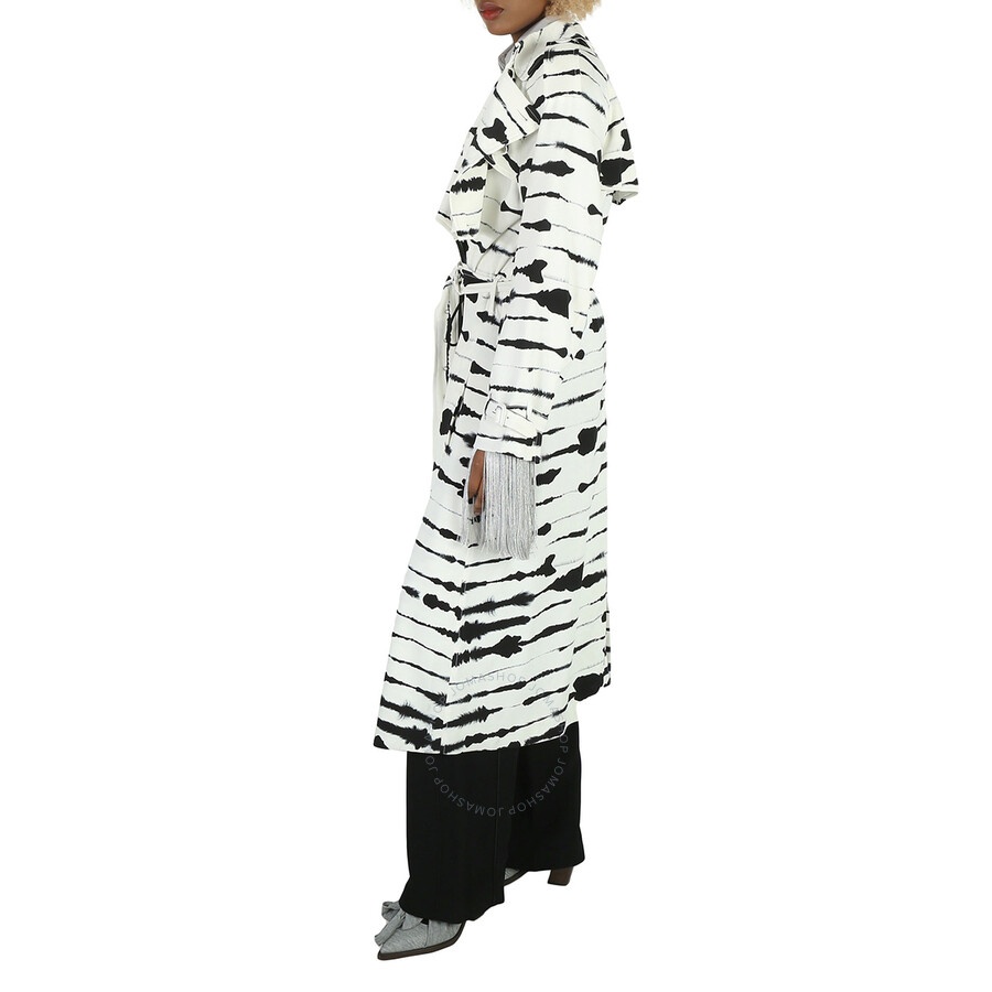 Burberry Ladies Cut-Out Detail Watercolour Print Trench Coat - 6