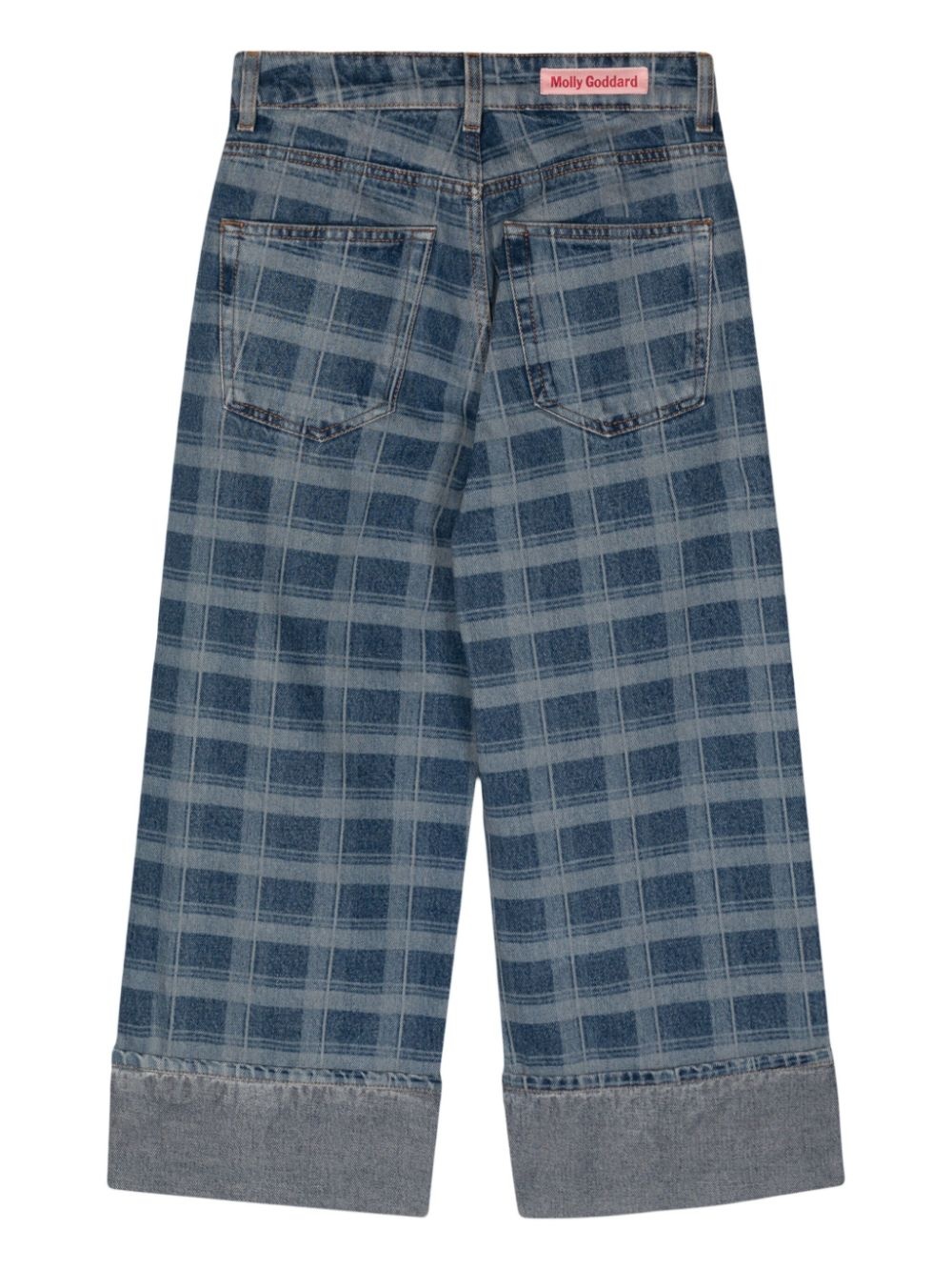 check-print wide-leg jeans - 3