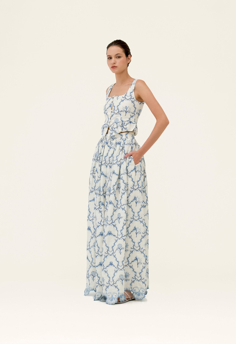 Agua by Agua Bendita Tangelo Floritura Maxi Skirt outlook