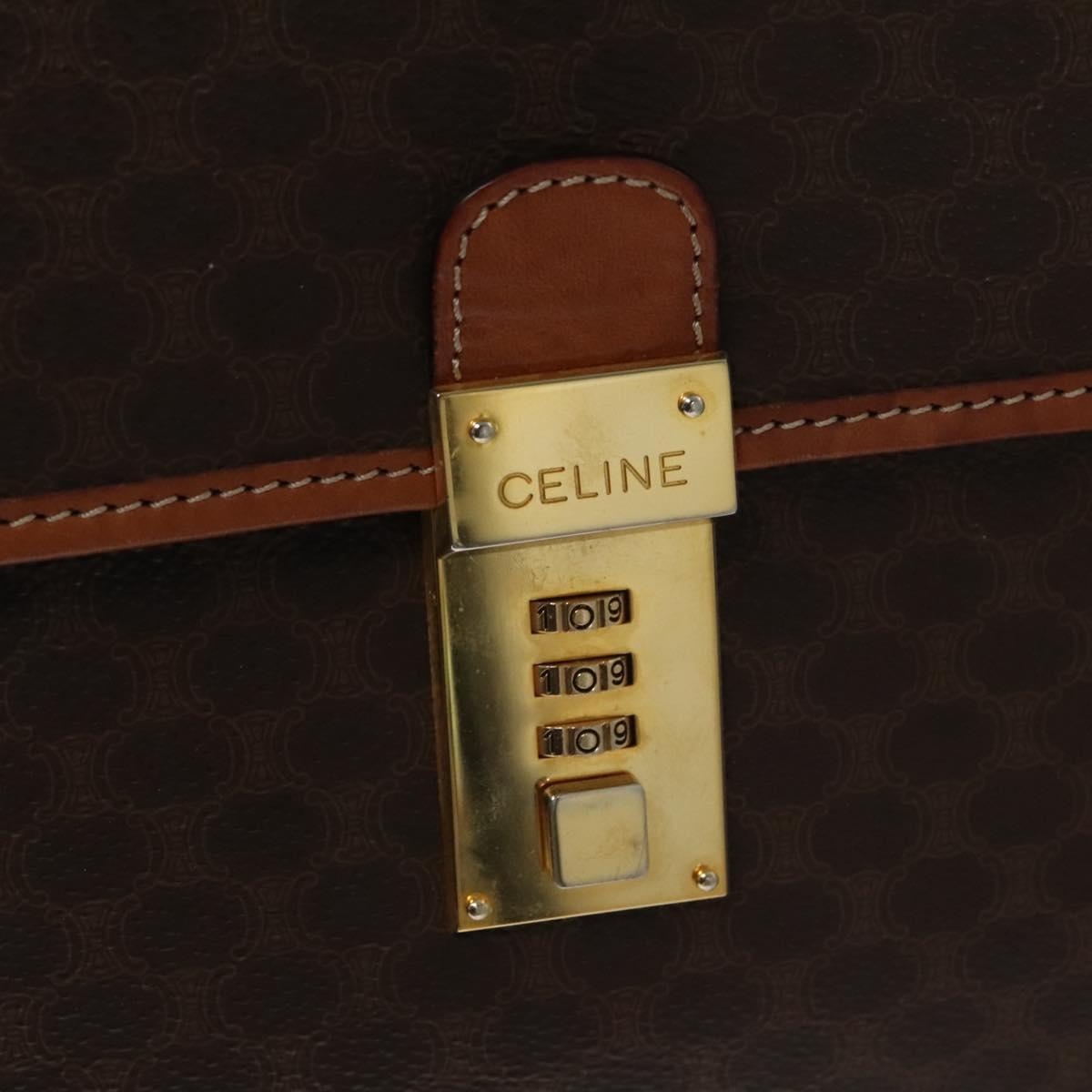 CELINE Macadam Canvas Business Bag Pvc Leather Brown Gold - 10