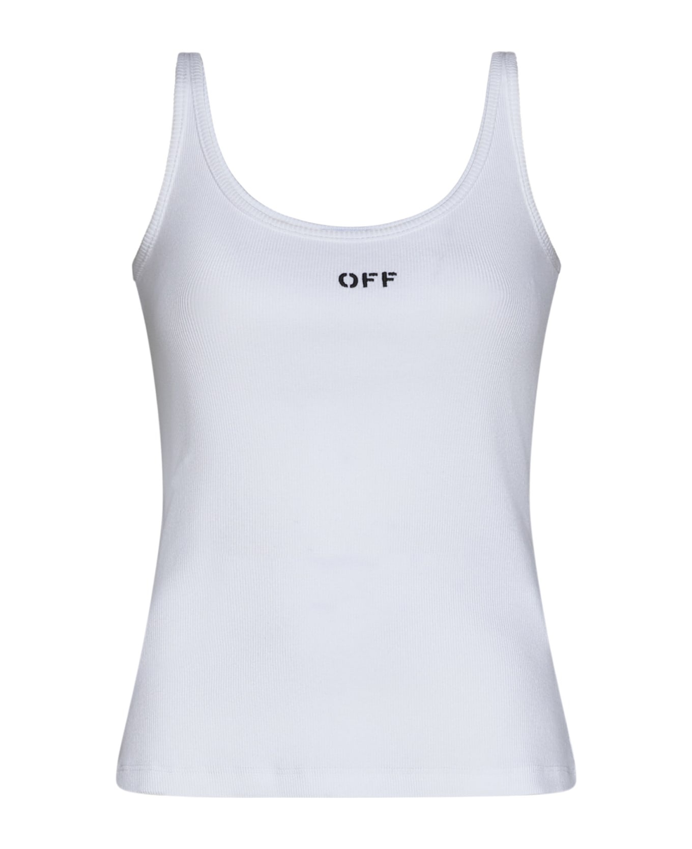 Stretch Cotton Tank Top With Logo - 1