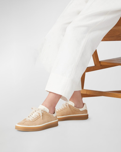 Loro Piana Mixed Leather Low-Top Tennis Sneakers outlook