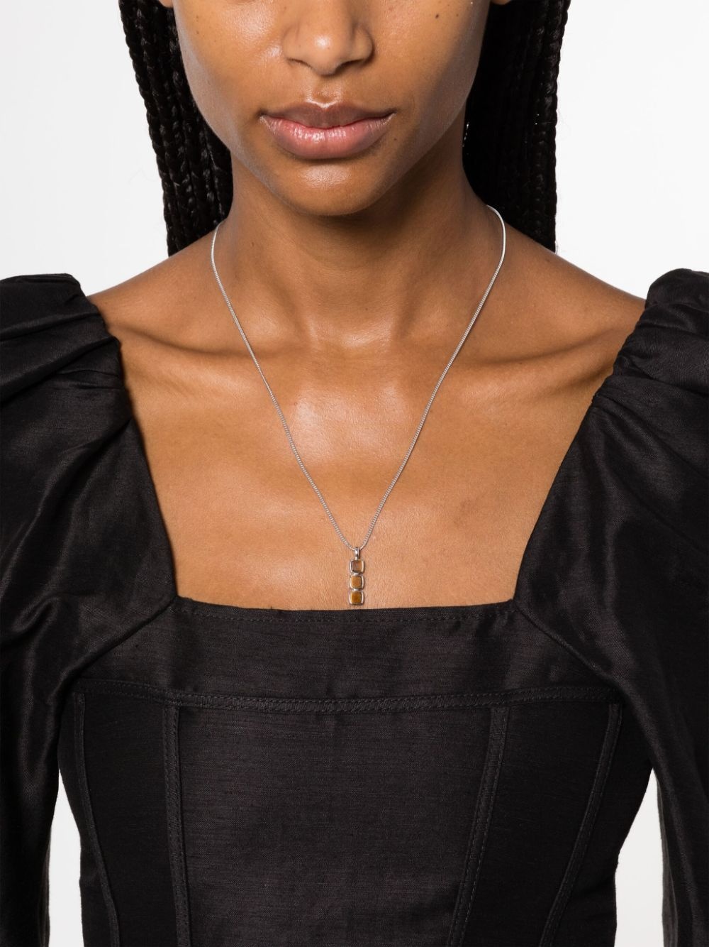 Mini Cushion pendant Tiger Eye necklace - 2