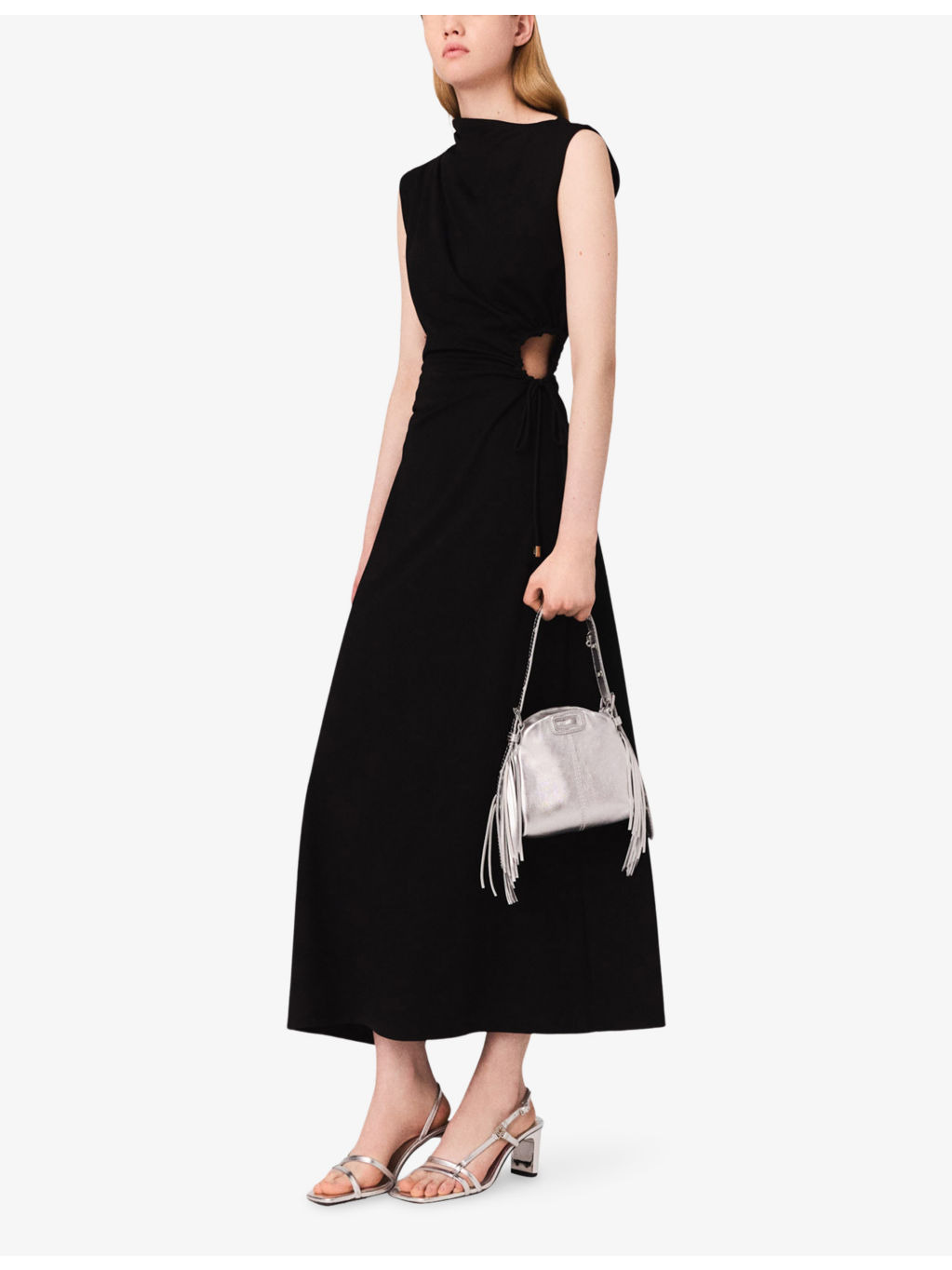 Cutout-Waist High-Neck Stretch-Woven Maxi Dress - 2