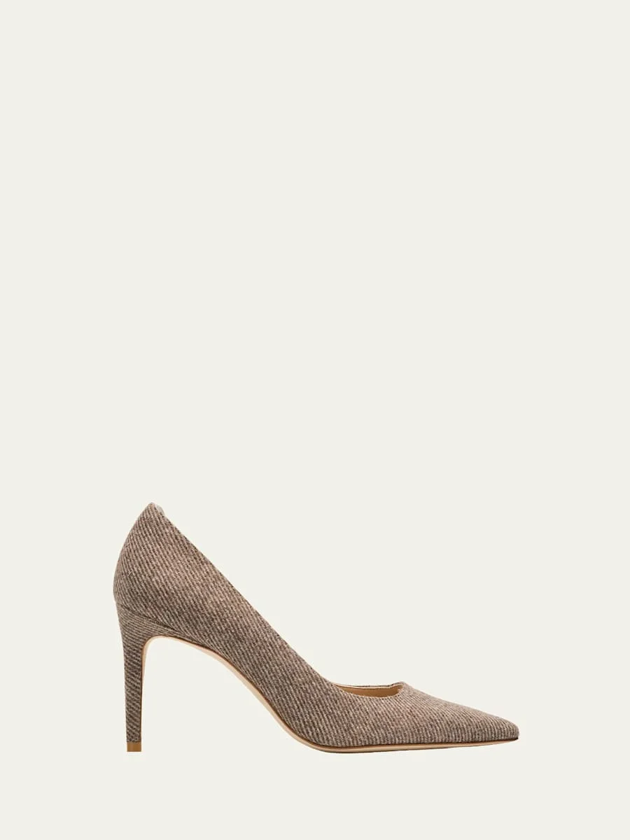 85mm Stuart Power Twill Pointed-Toe Pumps - 1