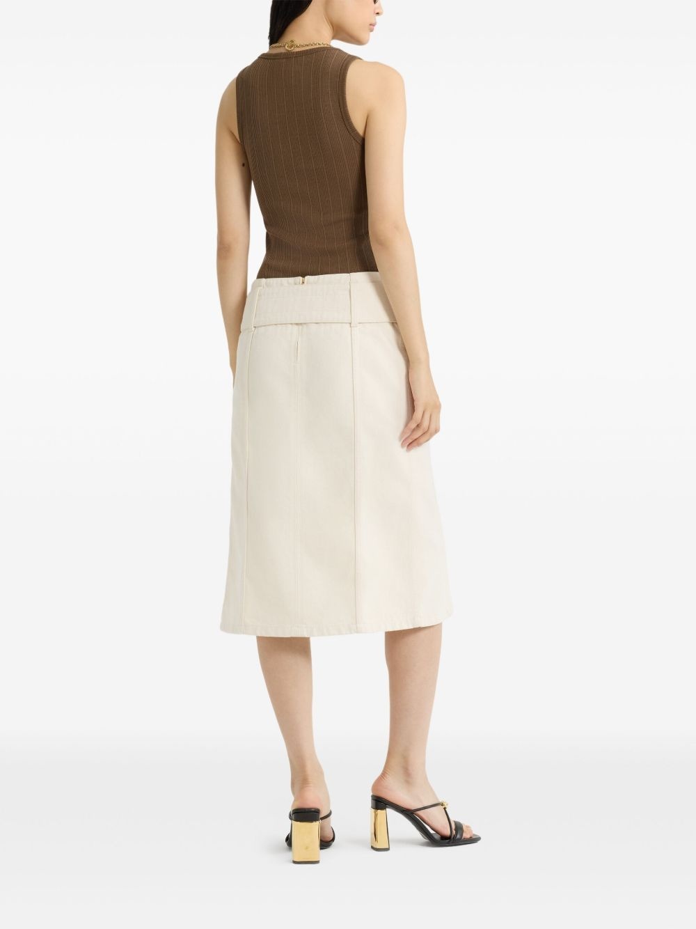 belted denim midi skirt - 3
