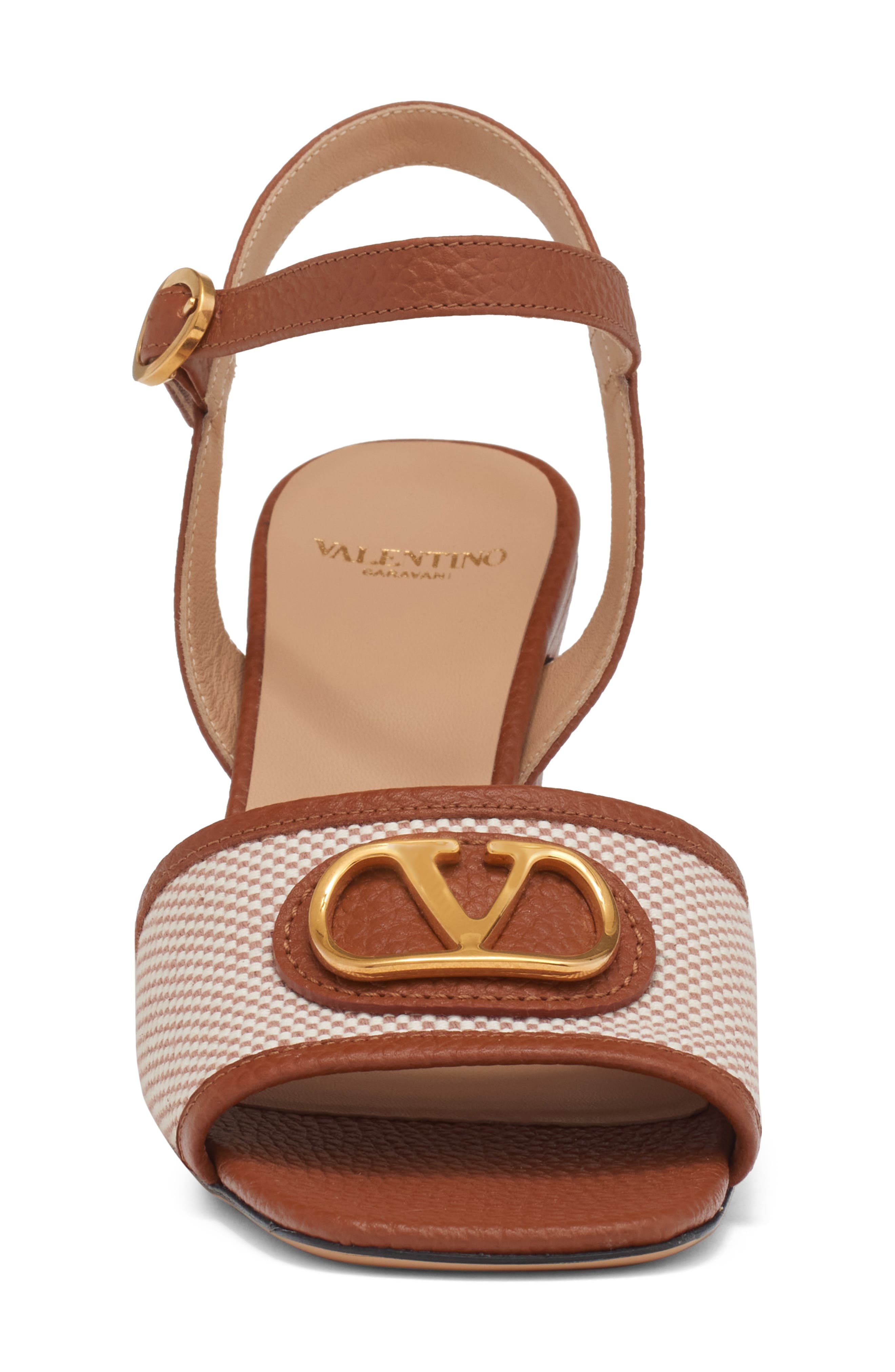 Valentino Garavani VLOGO Signature Ankle Strap Sandal in Natural/Tabacco at Nordstrom - 4