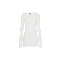 MiuMiu＊Ribbed knit jersey dress コットンドレス＊送料込 White Ribbed Knit Jersey Dress | Miu Miu