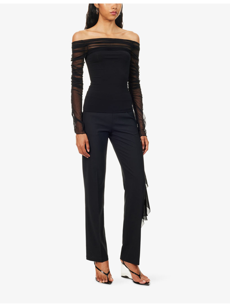Long-Sleeve Ruched Stretch-Woven Top 3