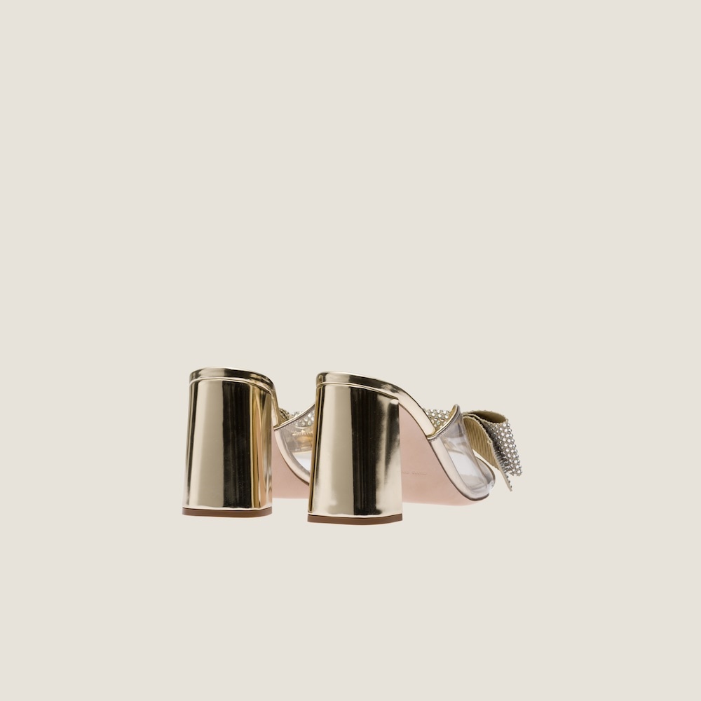 Vinyl and metallic leather sandals with crystals - 3