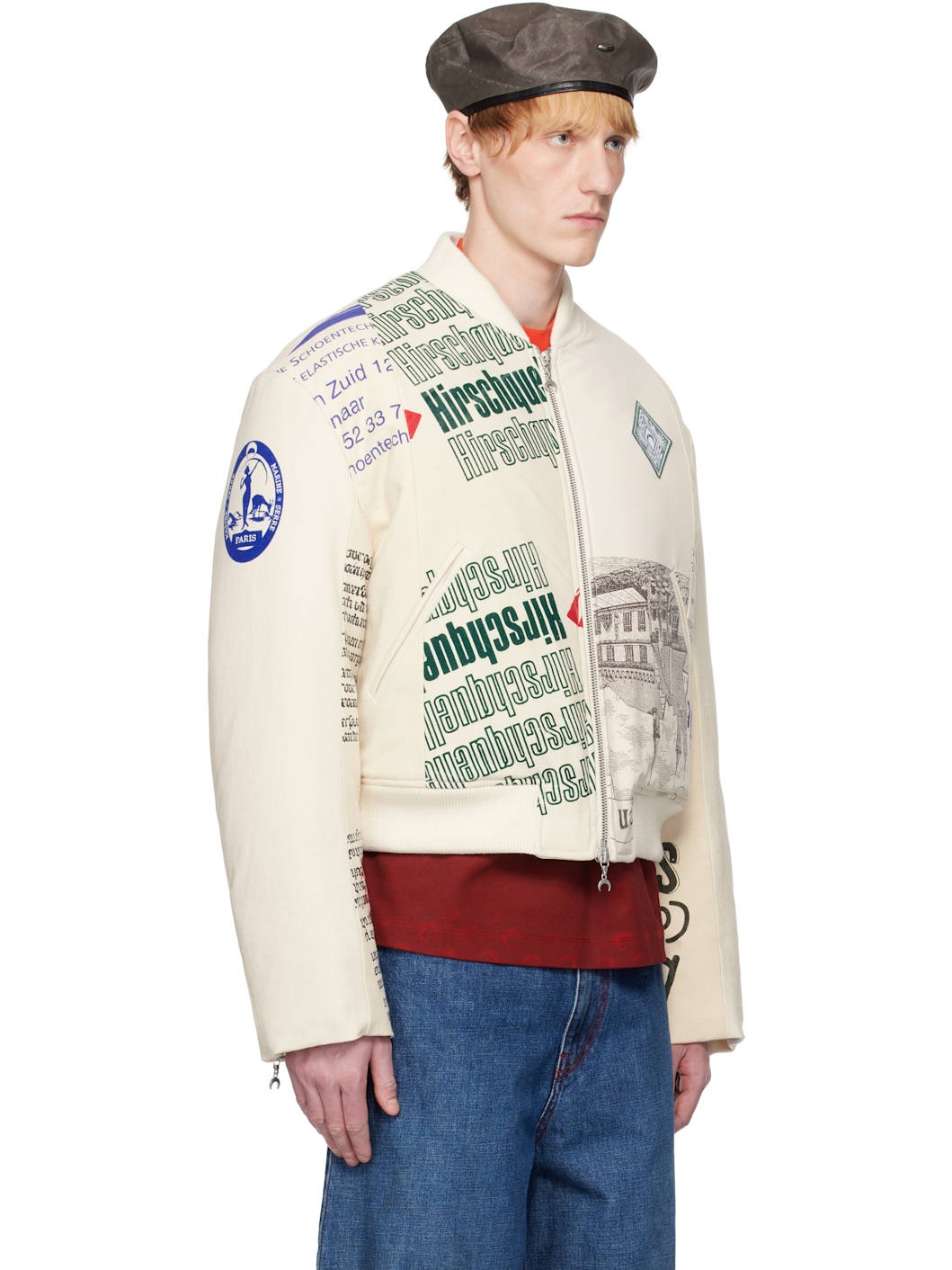 Beige Regenerated Tote Bags Bomber Jacket - 2