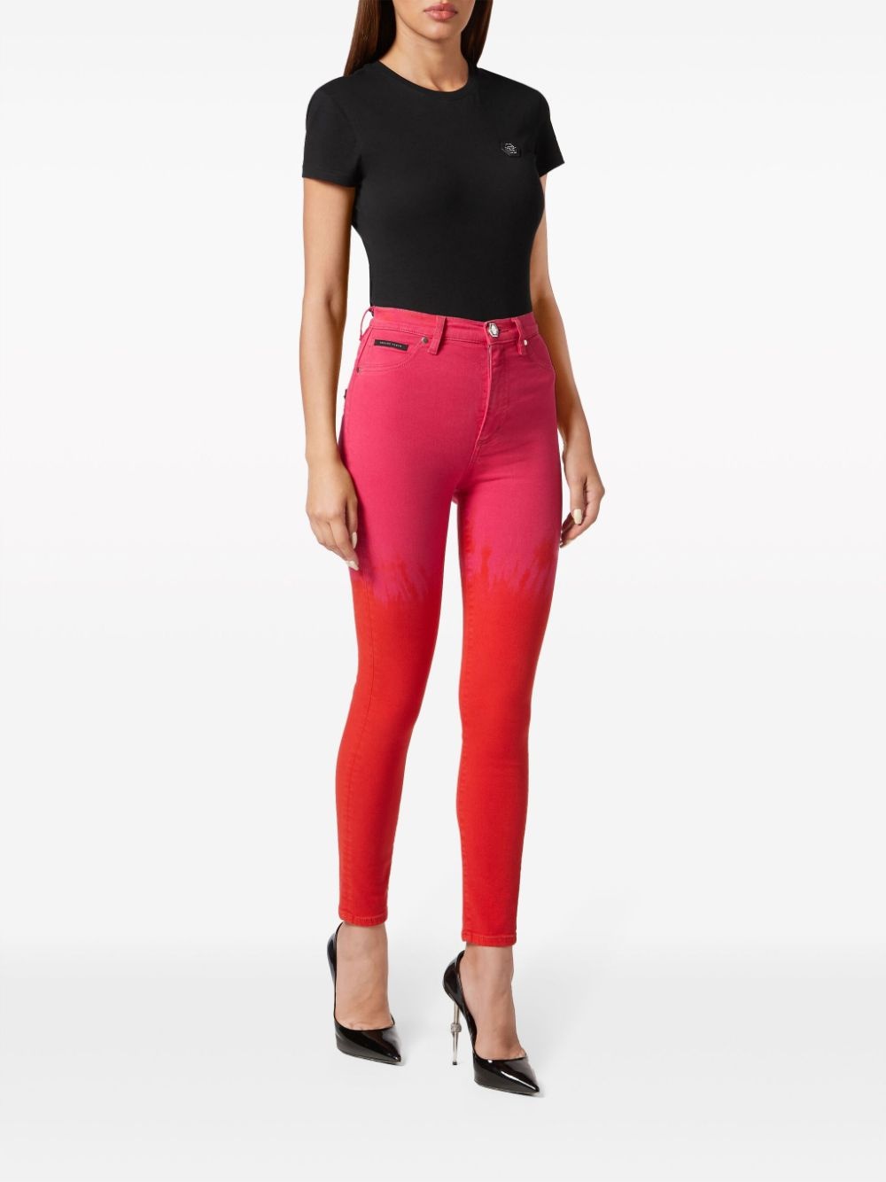 paint-splatter high-waist jeans - 2