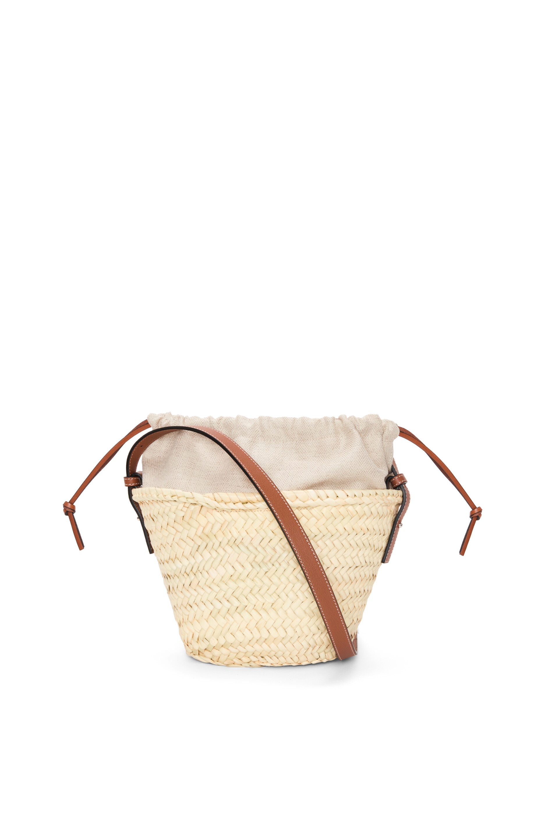 Loewe Drawstring bucket bag in palm leaf and calfskin