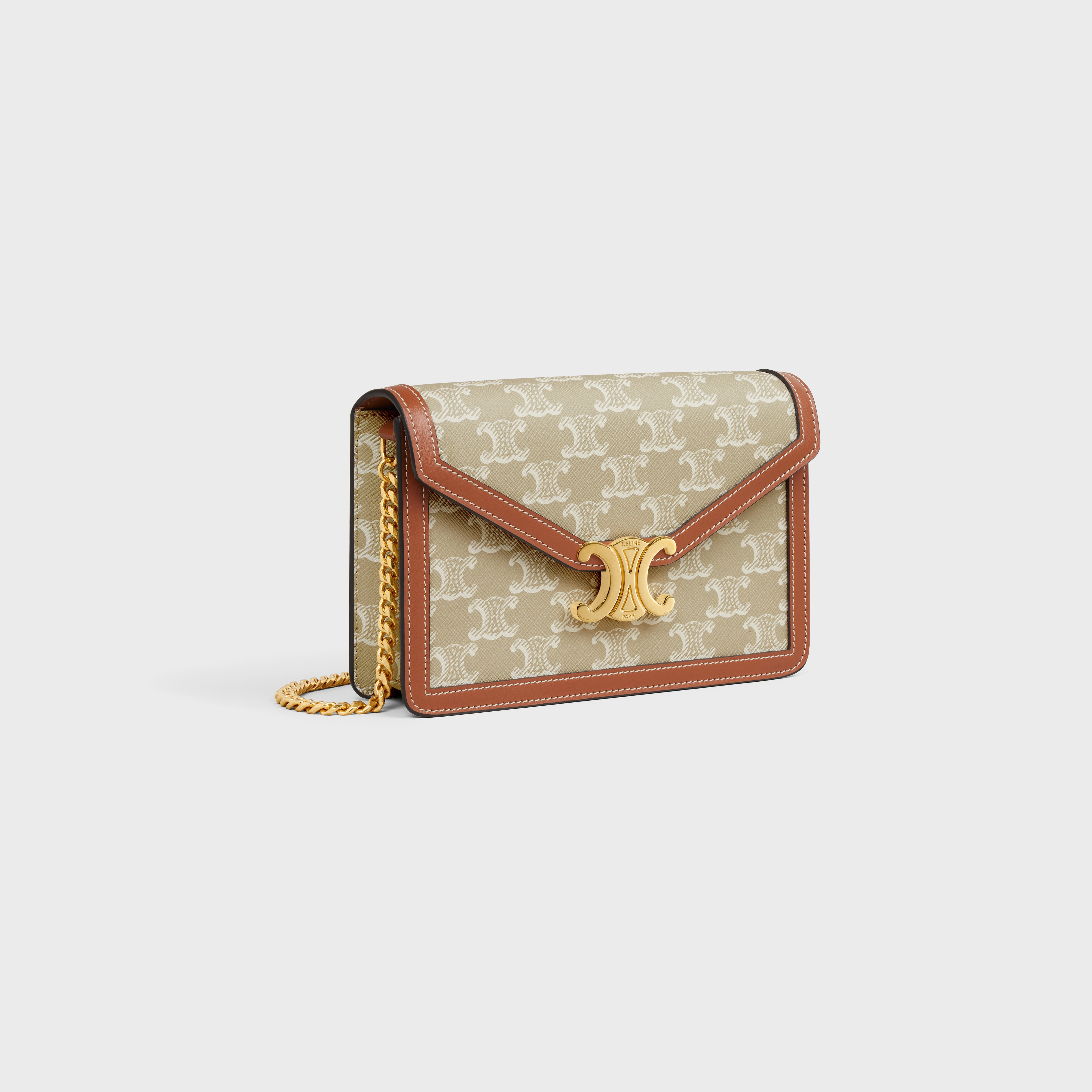 CELINE WALLET ON CHAIN MARGO in TRIOMPHE CANVAS AND CALFSKIN 