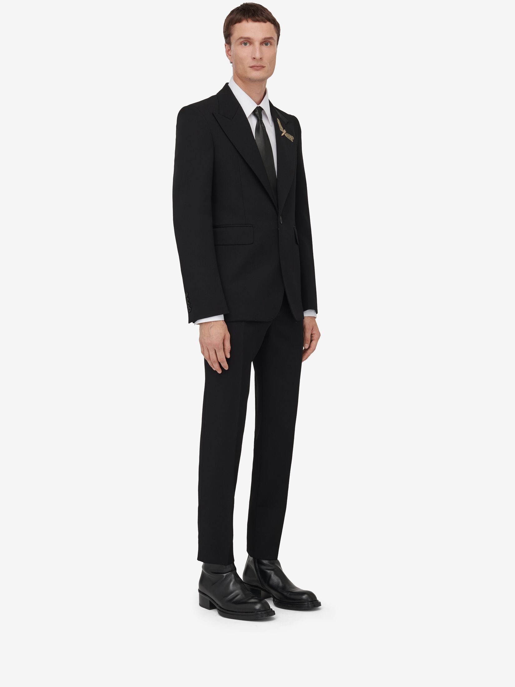 Men's Dragonfly Applique Single-breasted Jacket in Black - 3