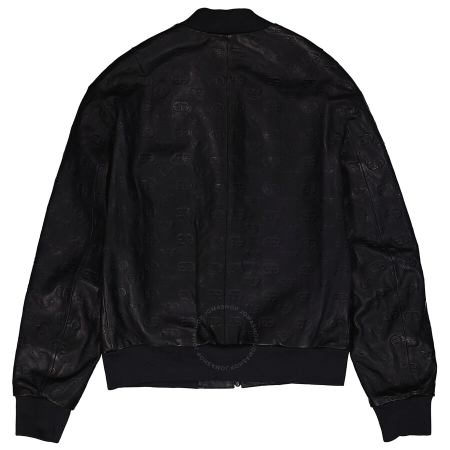 Emporio Armani Men's Black Logo-Embossed Blouson Bomber Jacket - 8