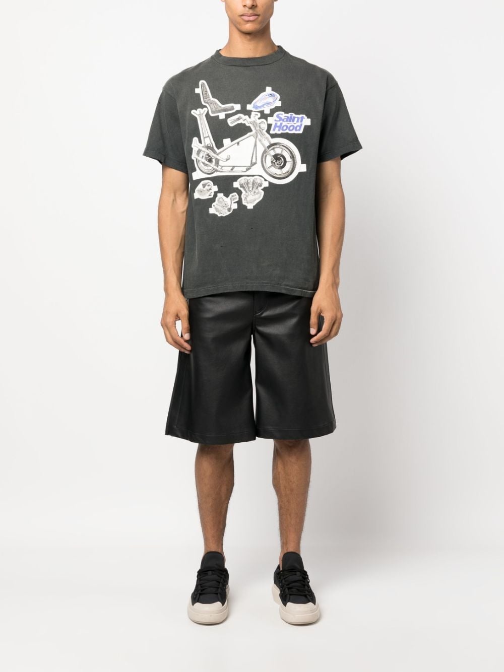 graphic-print distressed cotton T-shirt - 2