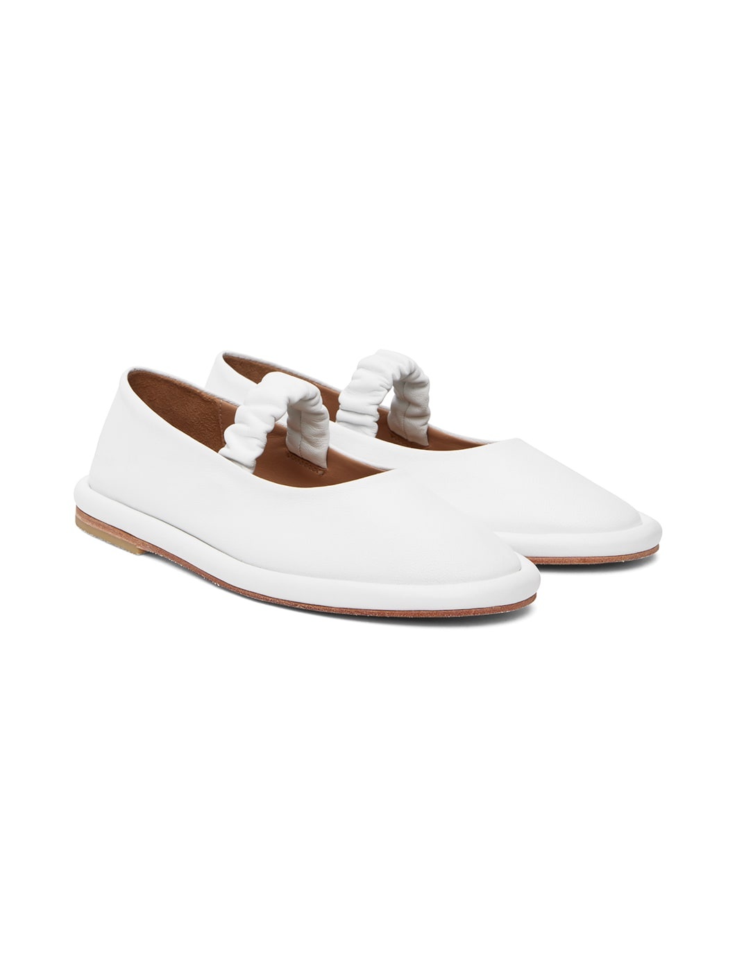 White Ruche Ballerina Flats - 4