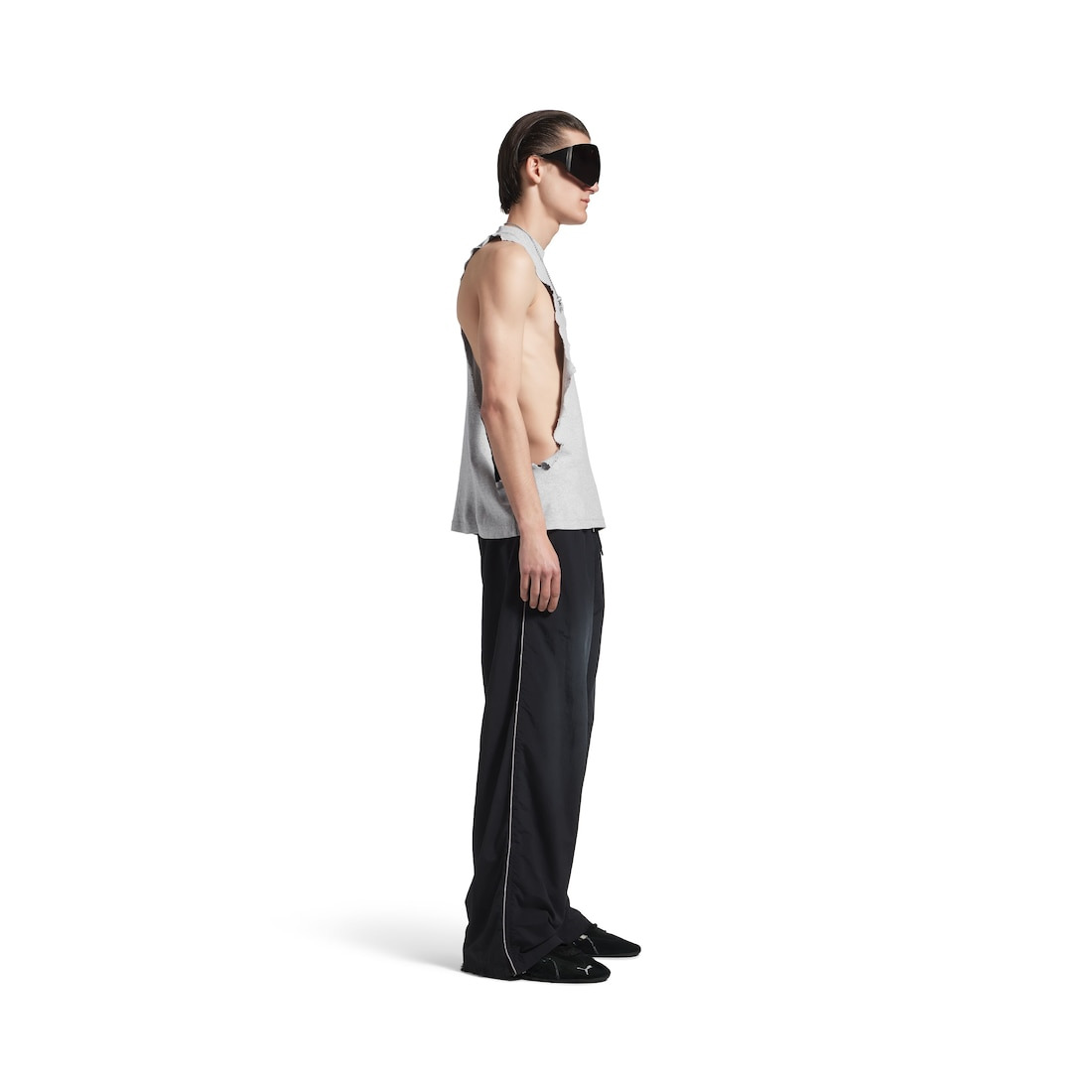 Men's Standard Script Large Tracksuit Pants In Technical Fabric in Black - 3