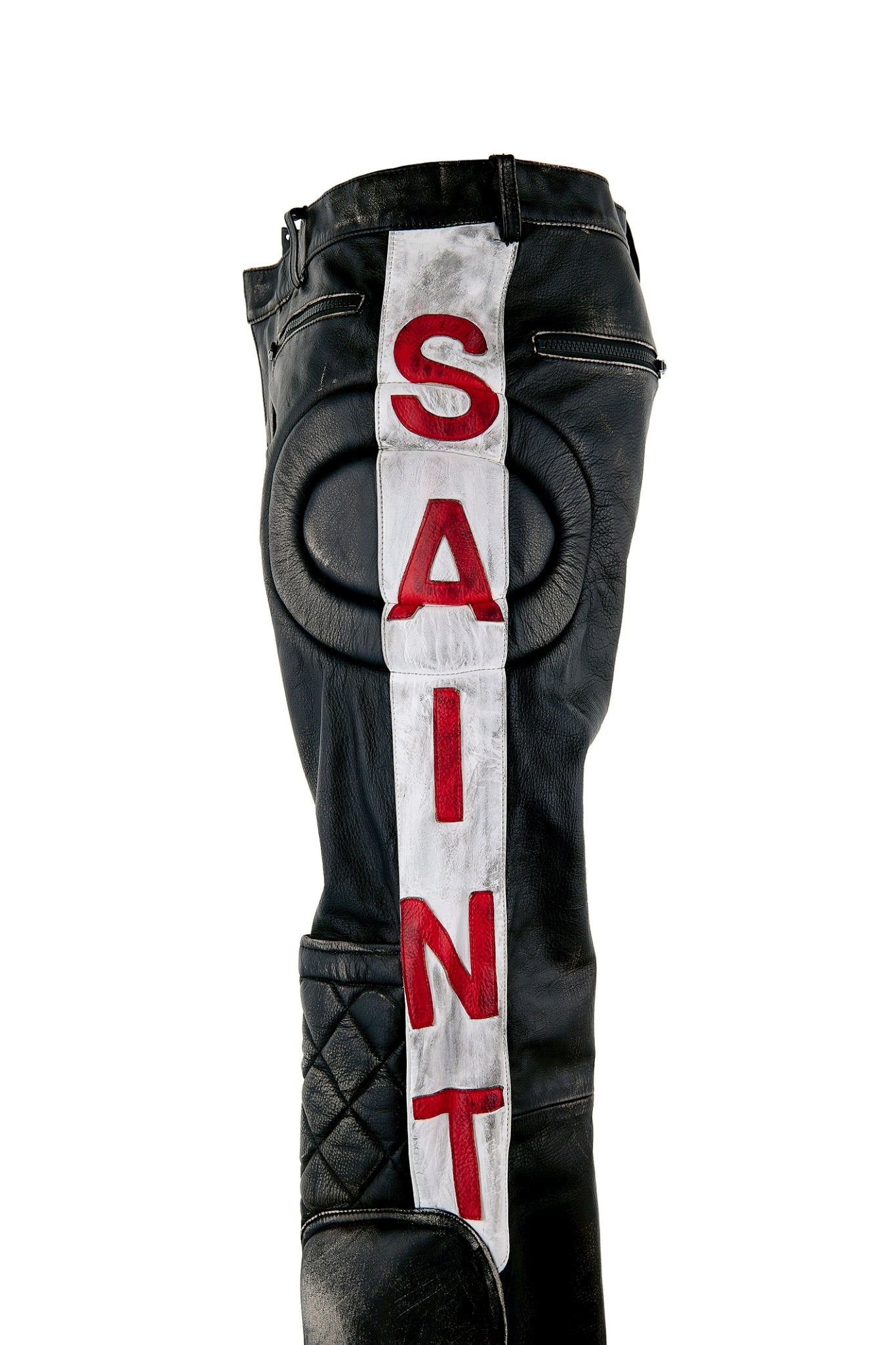 LEATHER PANTS/RACER / BLK - 3