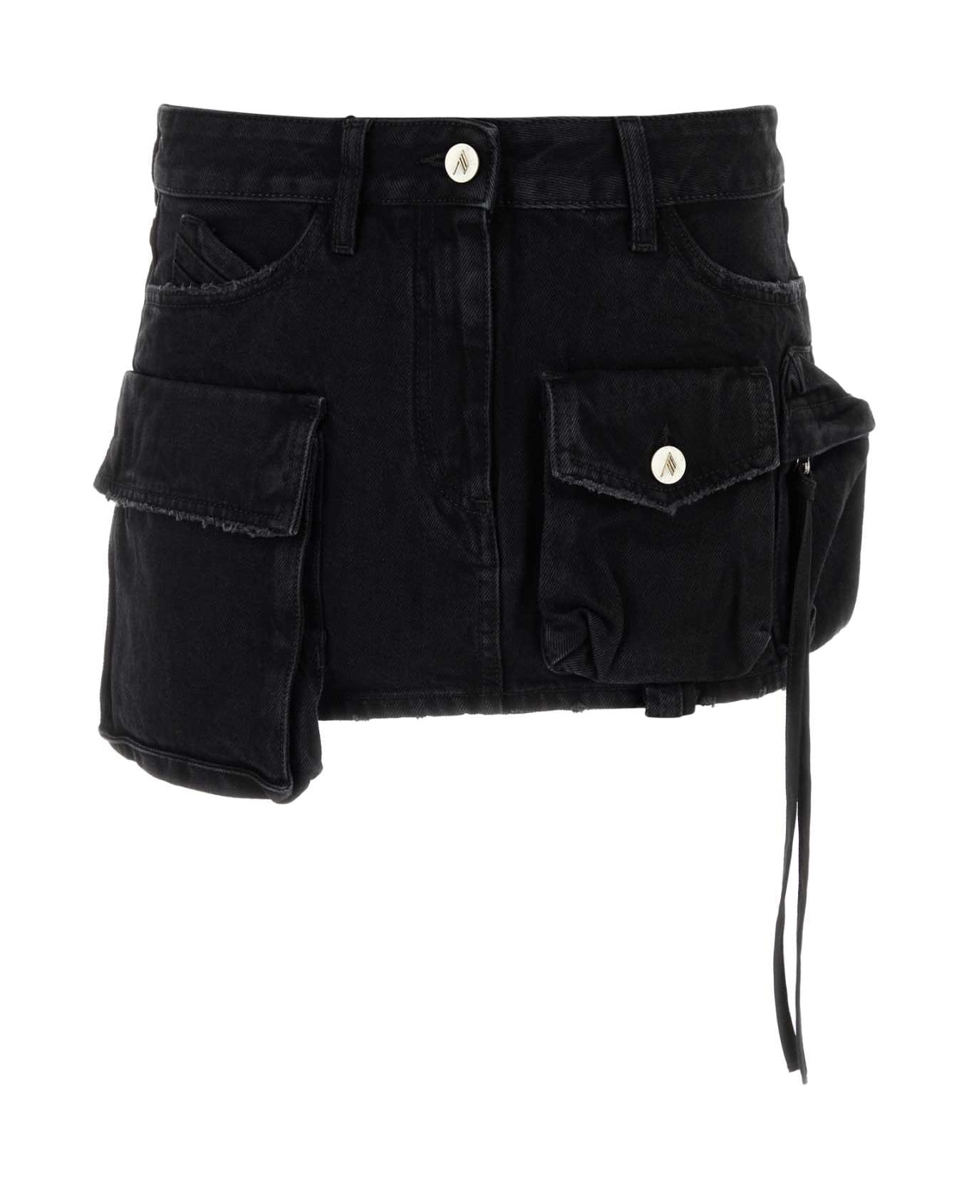 Black Denim Fay Mini Skirt - 1