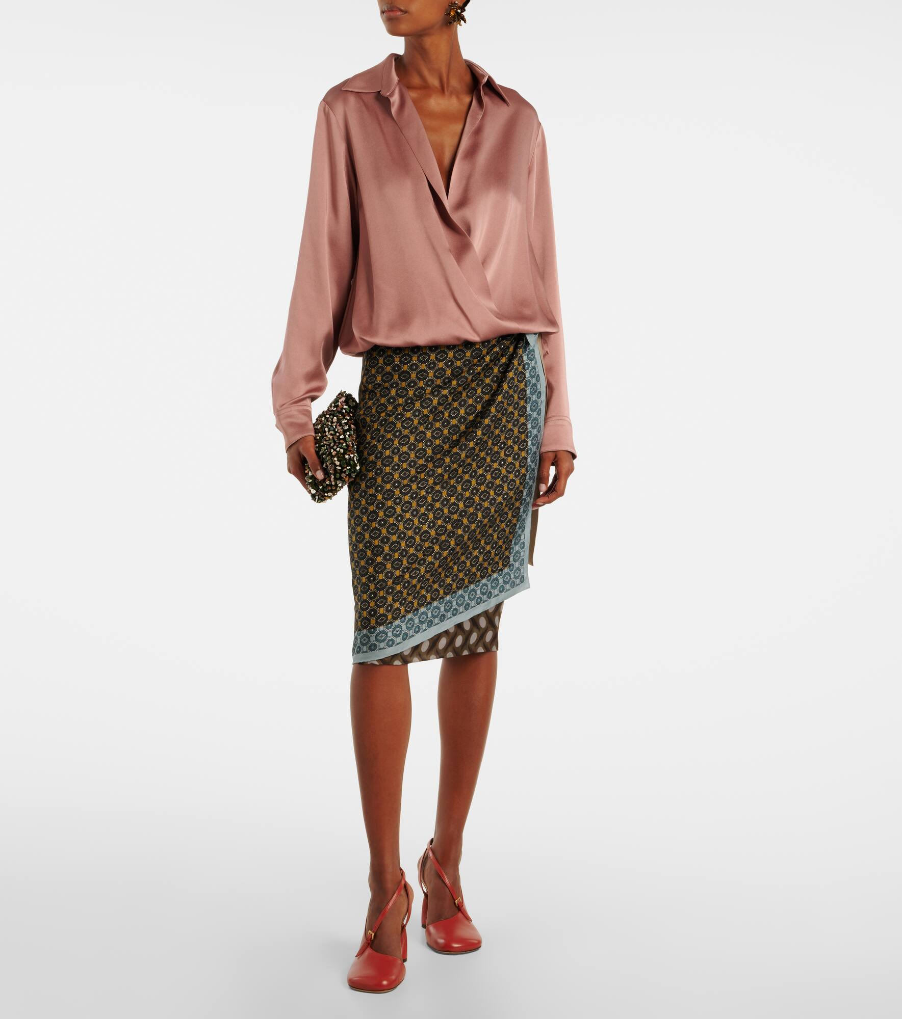Printed silk wrap skirt - 2