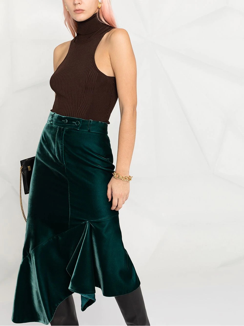 asymmetric mid-length skirt - 5