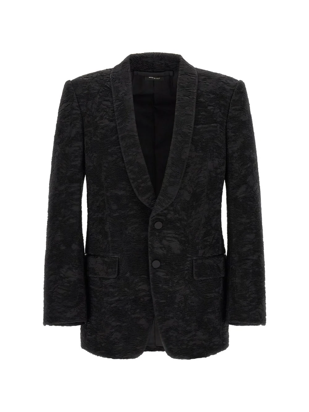silk astracan plissé Colbert jacket - 1