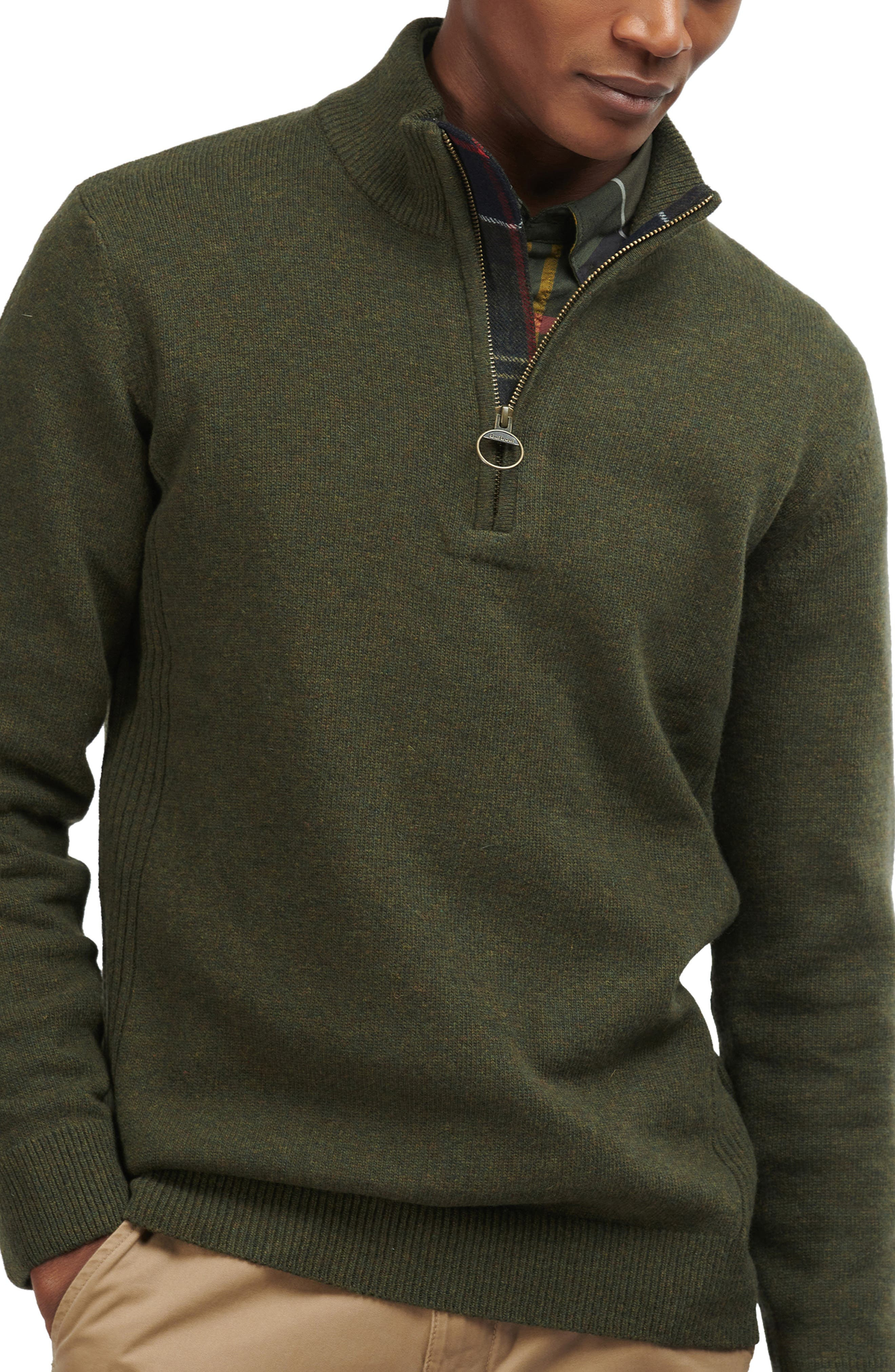 Barbour Holden Wool Pullover in Olive Marl at Nordstrom - 1